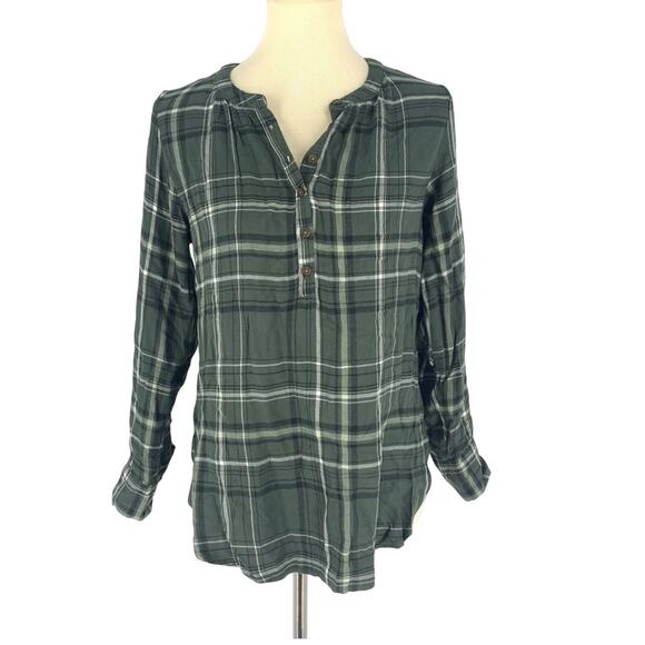 Universal Thread Green Plaid V-Neck Pullover Blouse Women's Size XS NWT - Picture 6 of 6